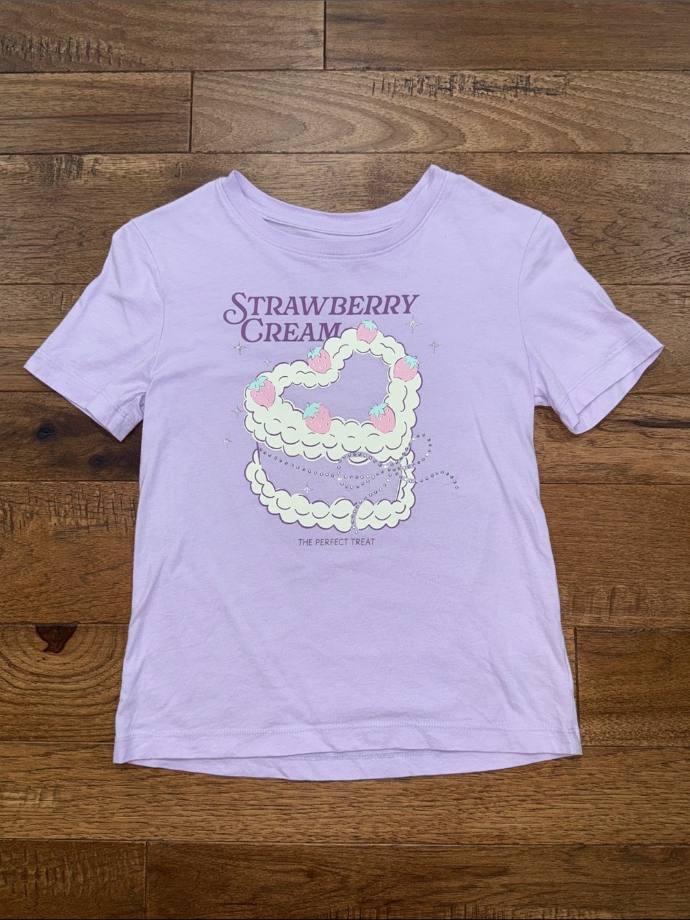 H&M Girls Tee Shirt - Strawberry Cream Purple Short-Sleeve Shirt - Size US 8/10